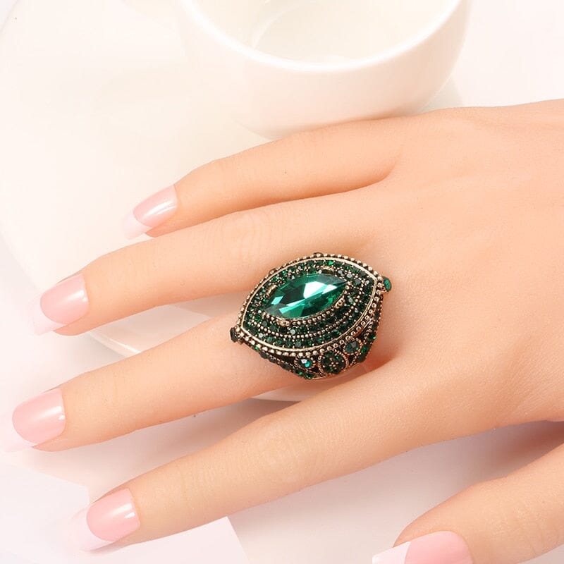 Green Crystal Charm Jewelry Rings Fashionjosie 