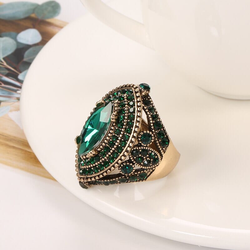 Green Crystal Charm Jewelry Rings Fashionjosie 