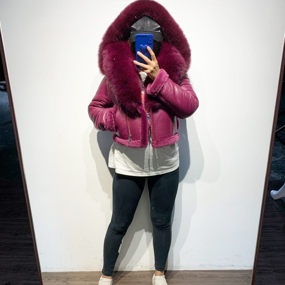 Lamb Fur Jacket: Big Collar, Hooded Coats & Jackets Fashionjosie 