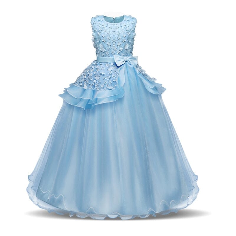 Princess Formal Dress for a Young Girl Girl's Clothes Fashionjosie 354-Blue 6 