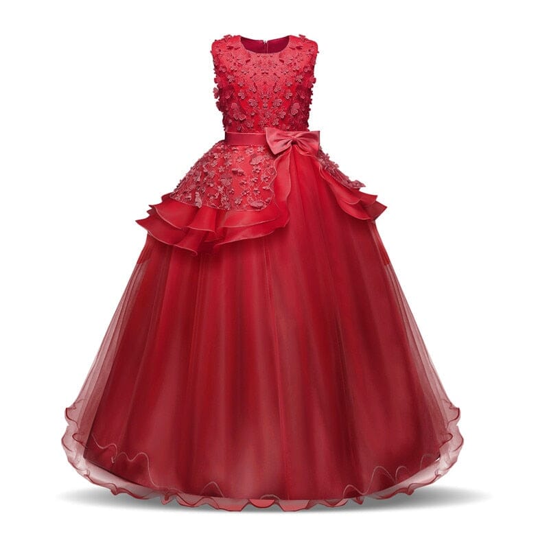 Princess Formal Dress for a Young Girl Girl's Clothes Fashionjosie 354 red 6 