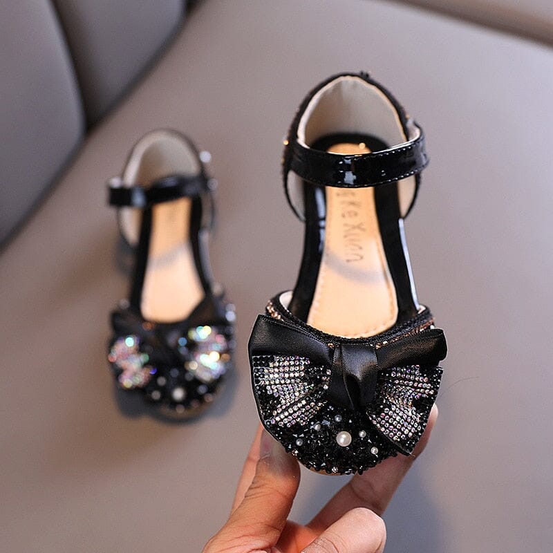 Rhinestone Bow Princess Girls' Shoes Shoes Fashionjosie black 2 21 (Inner 13.7CM) 