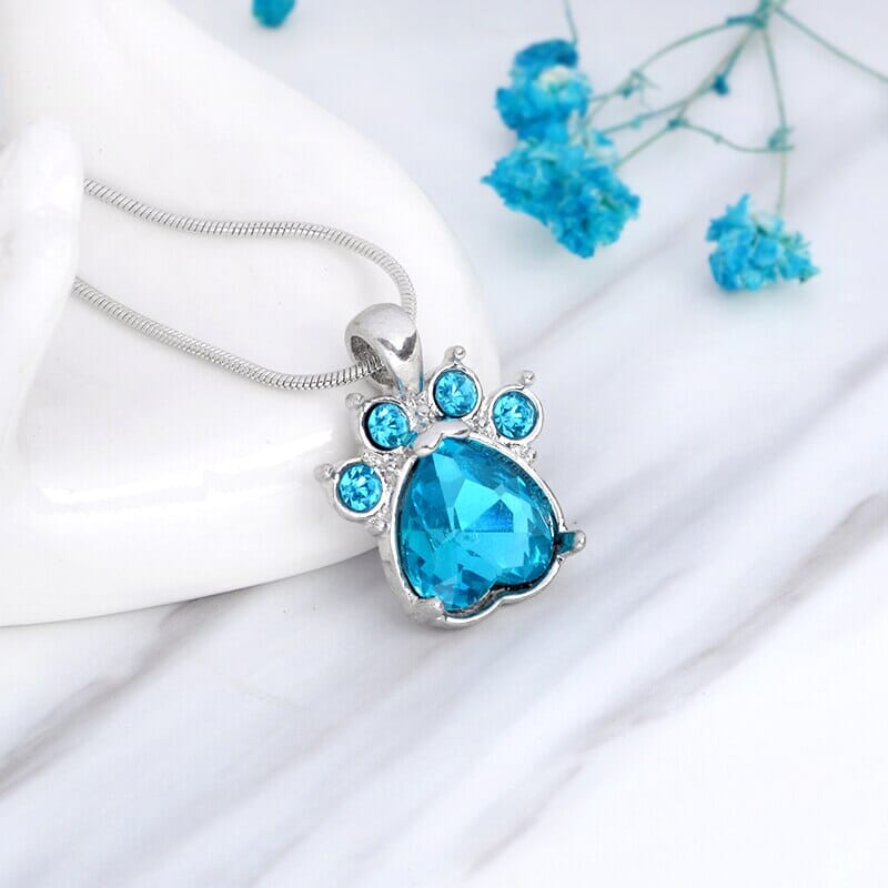 Rhinestone Paw Print Necklace Necklaces Fashionjosie 