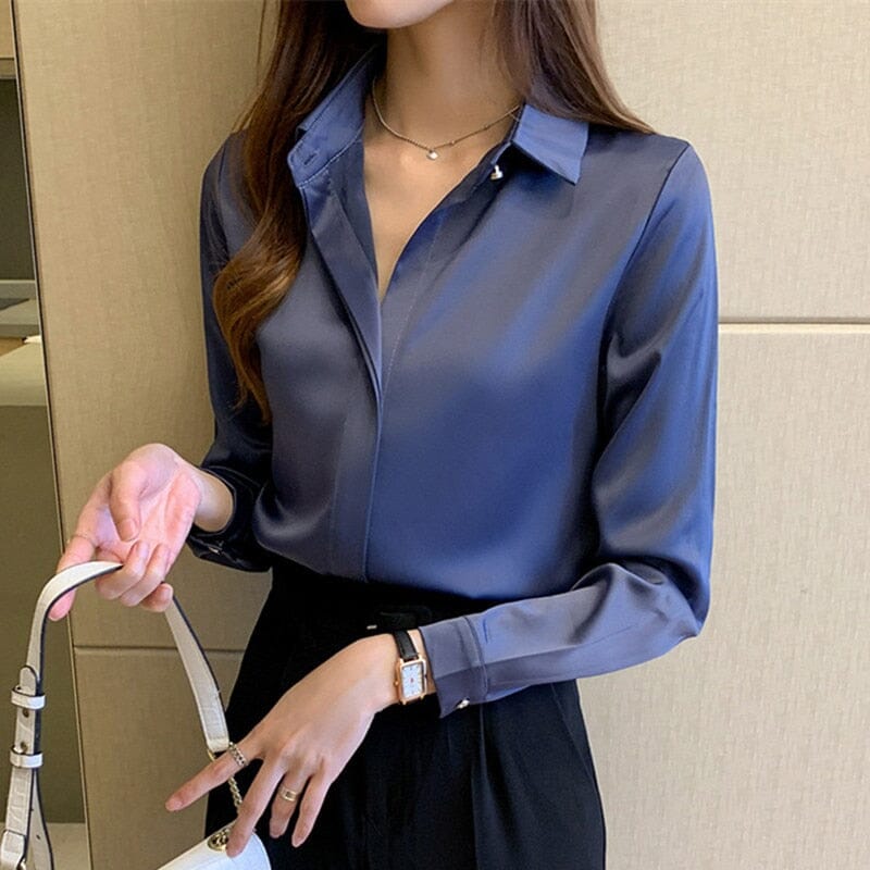 Silk Women's Shirt Long Sleeve Blouses & T-Shirts Fashionjosie 