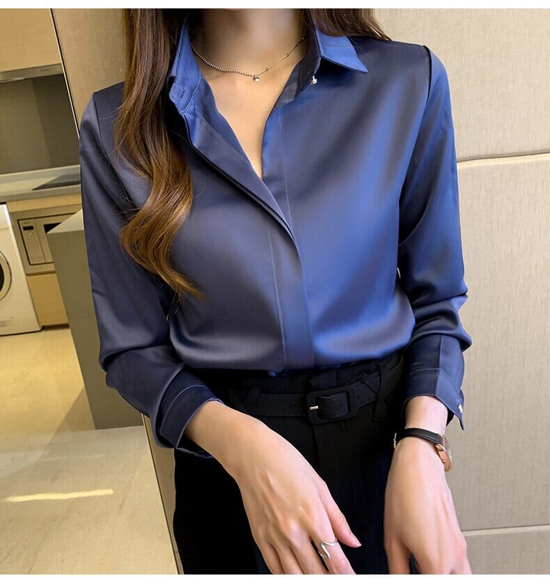 Silk Women's Shirt Long Sleeve Blouses & T-Shirts Fashionjosie 