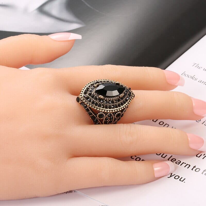 Vintage Look Luxury Black Antique Ring Rings Fashionjosie 