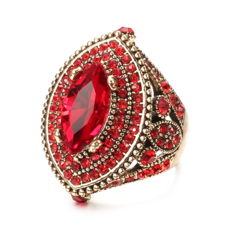 Vintage Look Luxury Black Antique Ring Rings Fashionjosie 7 Red 