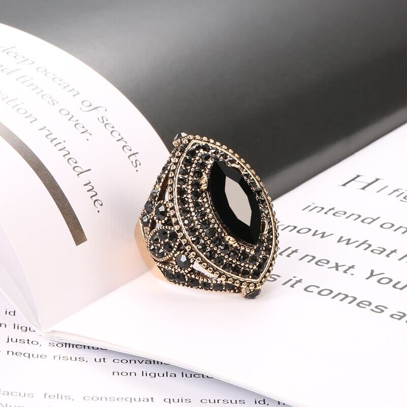 Vintage Look Luxury Black Antique Ring Rings Fashionjosie 