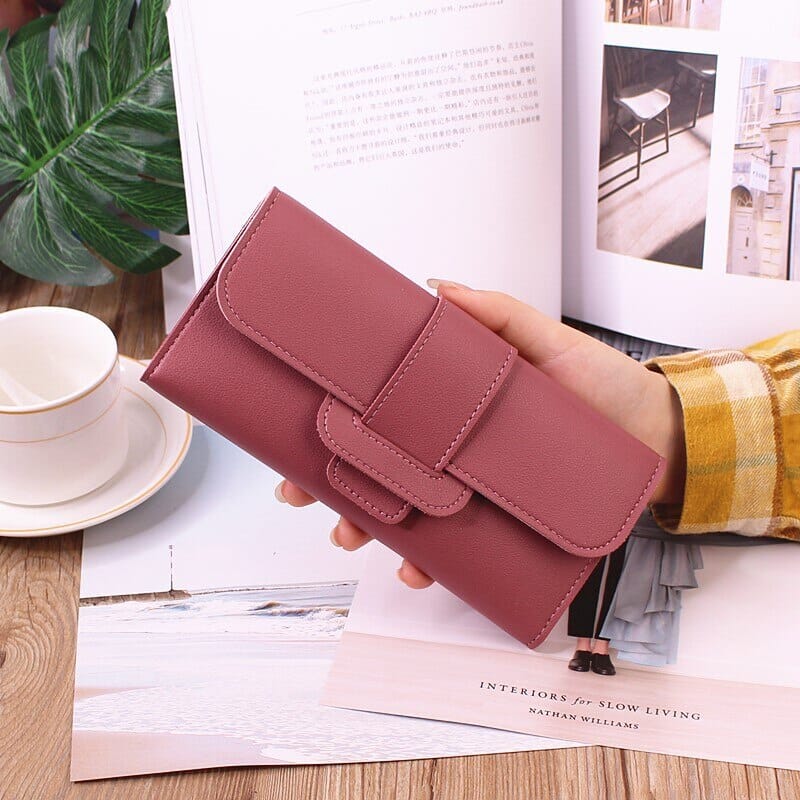 Women's Long Luxury Leather Wallets Handbags, Wallets & Cases Fashionjosie deep pink CN 