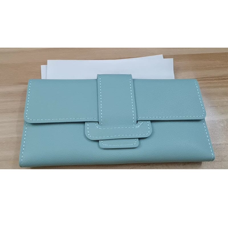 Women's Long Luxury Leather Wallets Handbags, Wallets & Cases Fashionjosie light blue CN 