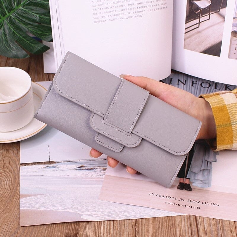 Women's Long Luxury Leather Wallets Handbags, Wallets & Cases Fashionjosie light gray CN 