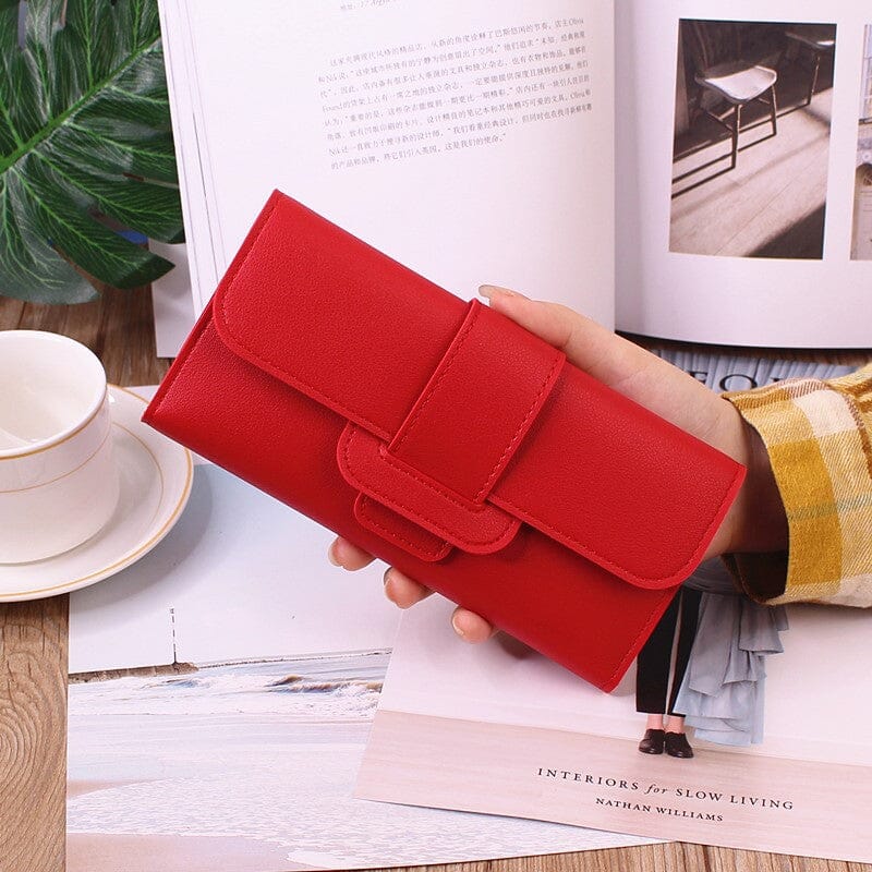 Women's Long Luxury Leather Wallets Handbags, Wallets & Cases Fashionjosie red CN 