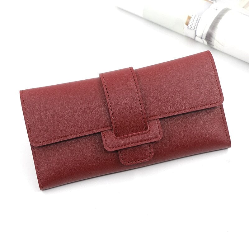 Women's Long Luxury Leather Wallets Handbags, Wallets & Cases Fashionjosie wine red CN 