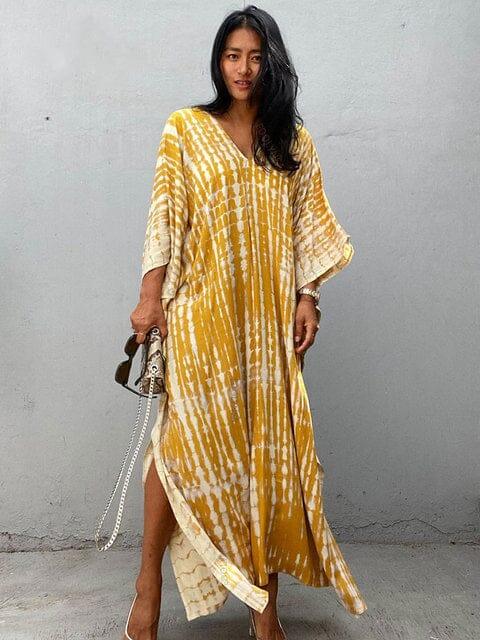 Beachwear Tunic Kaftan Swimwear Fashionjosie Yellow One Size 