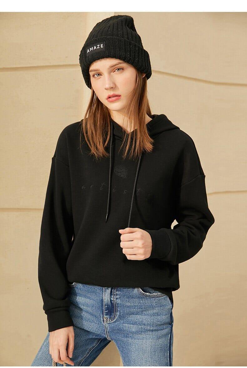 Casual Hooded Embroidery Pullover Shirts & Tops Fashionjosie 