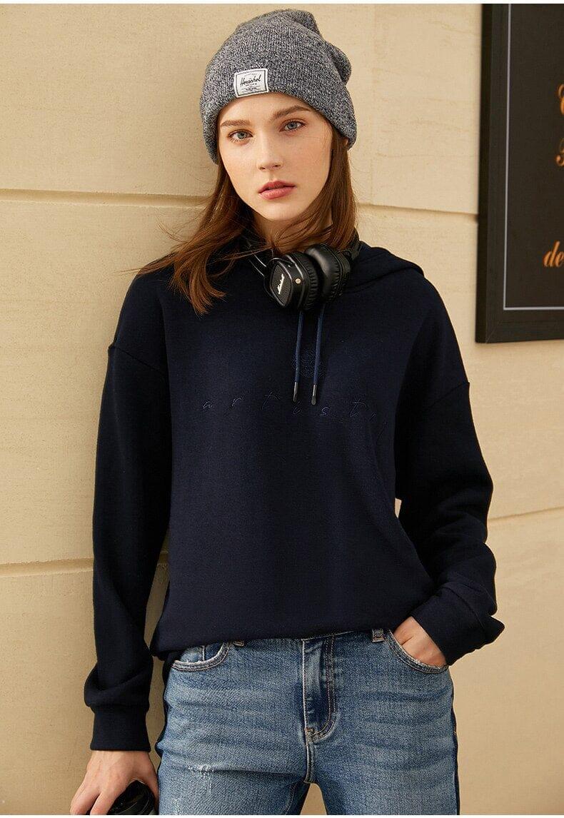 Casual Hooded Embroidery Pullover Shirts & Tops Fashionjosie 