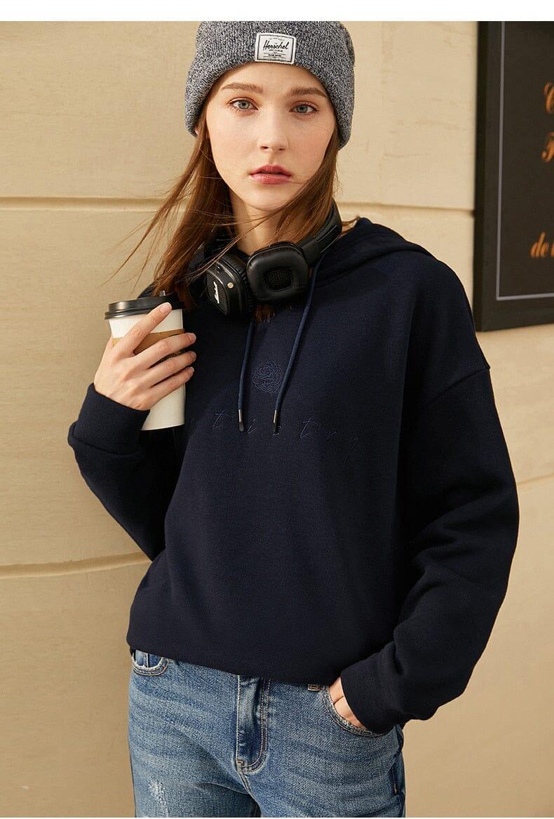 Casual Hooded Embroidery Pullover Shirts & Tops Fashionjosie 