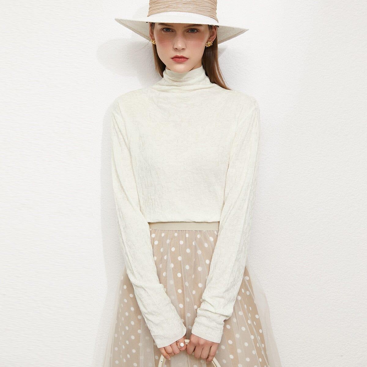 Cute Turtleneck Solid Knitted Fashionjosie beige XS 