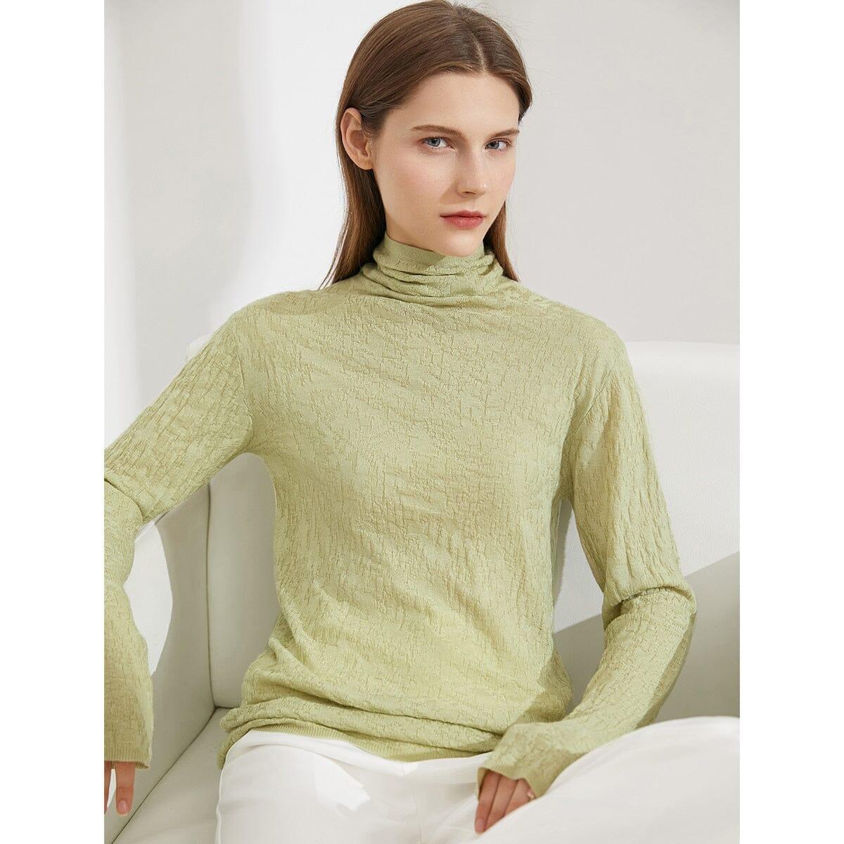 Cute Turtleneck Solid Knitted Fashionjosie green XS 