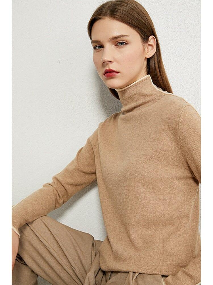 Slim Fit Turtleneck Sweater Shirts & Tops Fashionjosie apricot XS 